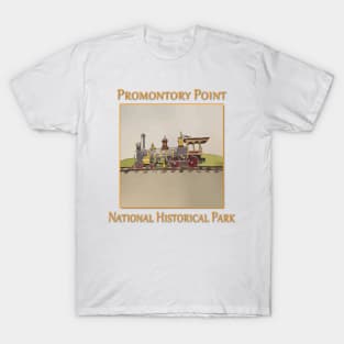 Steam engine at Promontory Point National Historical Park in Utah T-Shirt